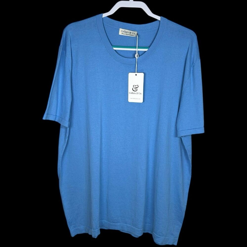 Collars & Co T-Shirt Mens 3XL Blue Cotton Silk Quiet Luxury Touch Lucca Tee NWT